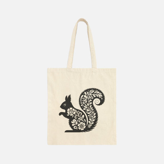 Floral Squirrel Canvas Tote Bag - Canvasses