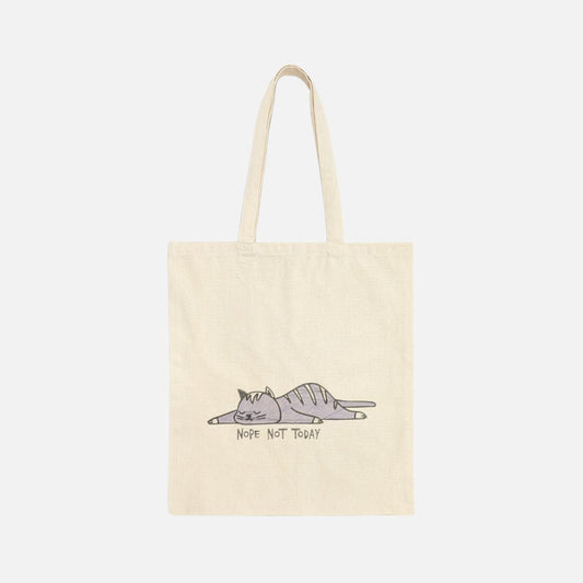 Embroidery - Inspired Lazy Cat Canvas Tote Bag - Canvasses