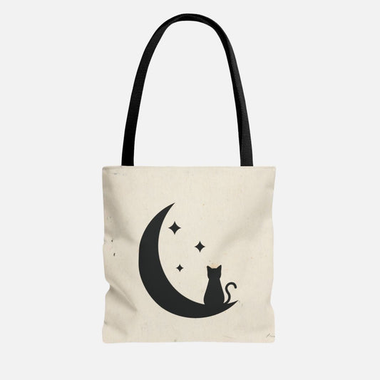Moon Cat Silhouette Tote Bag - Canvasses
