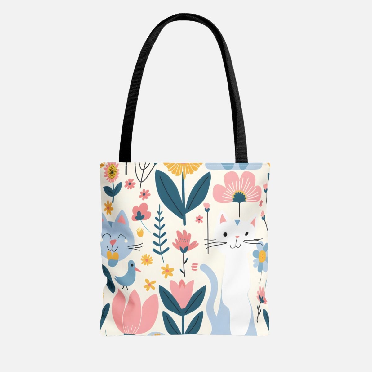 Pastel Cat Garden Tote Bag - Canvasses