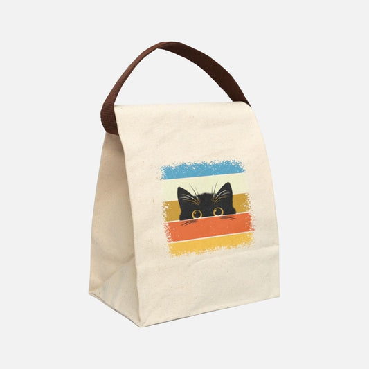 Retro Peekaboo Cat Canvas Lunch Bag - Canvasses