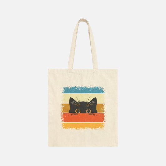 Retro Peekaboo Cat Canvas Tote Bag - Canvasses