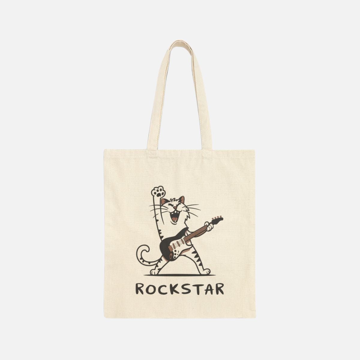 Rockstar Cat Canvas Tote Bag - Canvasses