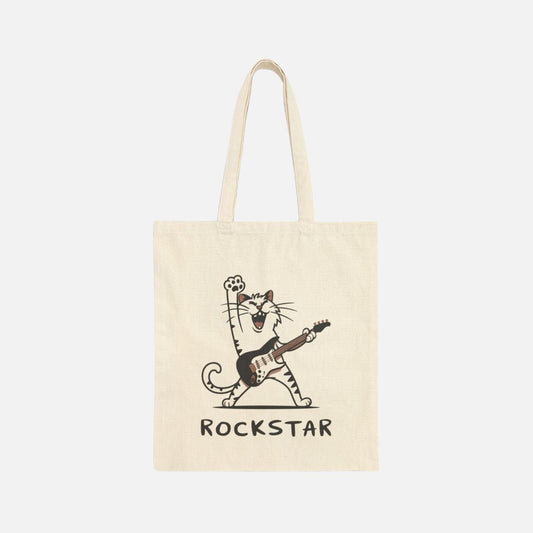 Rockstar Cat Canvas Tote Bag - Canvasses
