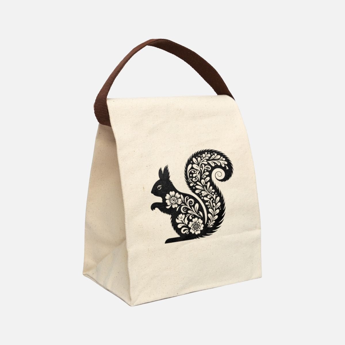Silhouette Floral Squirrel Canvas Lunch Bag - Canvasses