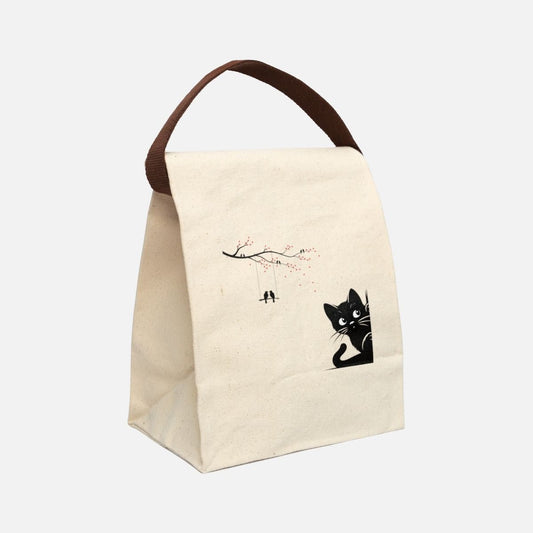 Suspicious Cat Canvas Lunch Bag - Canvasses