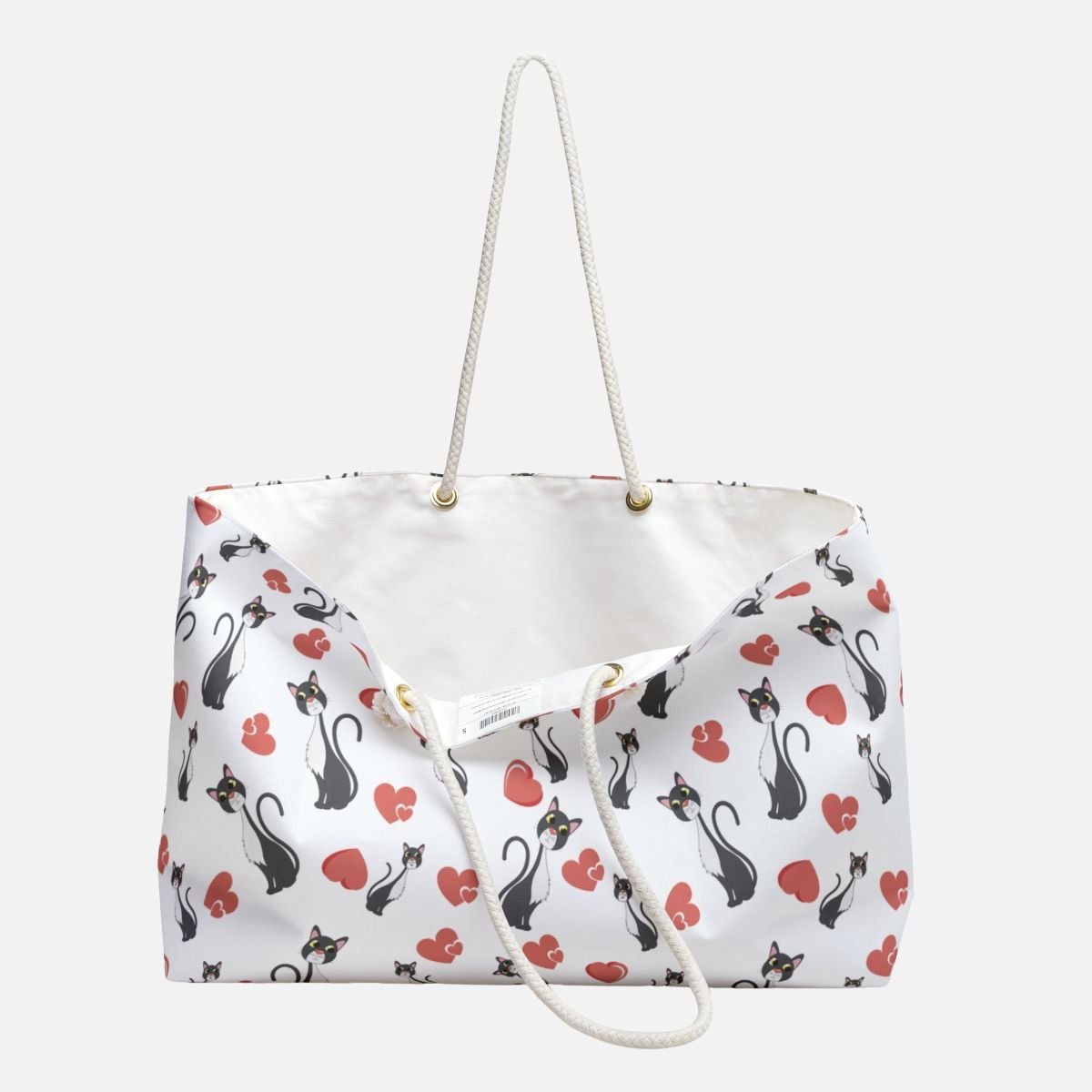 Whimsical Cat Hearts Oversized Bag - Canvasses