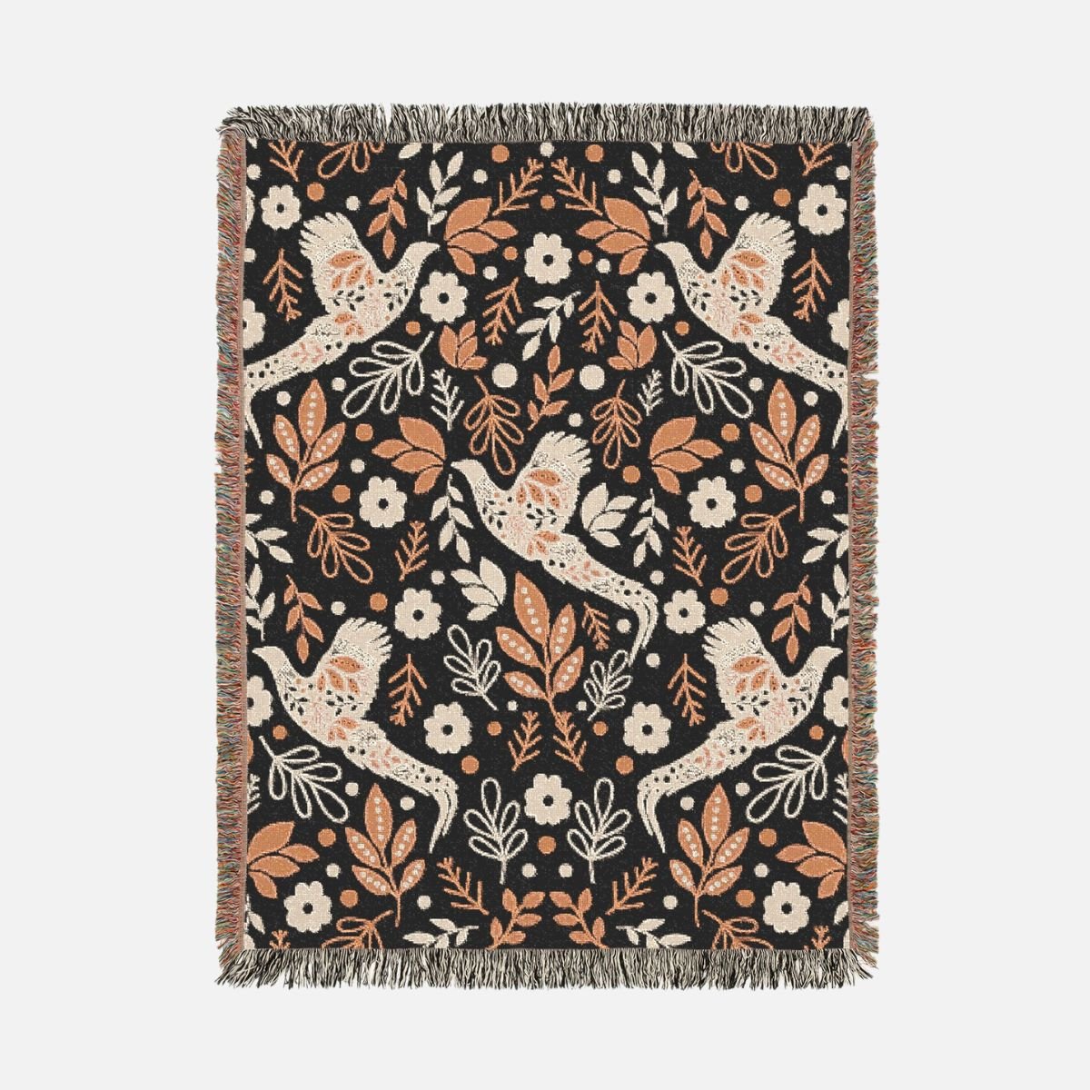 Enchanted Bird Garden 100% Cotton Woven Blanket - Canvasses