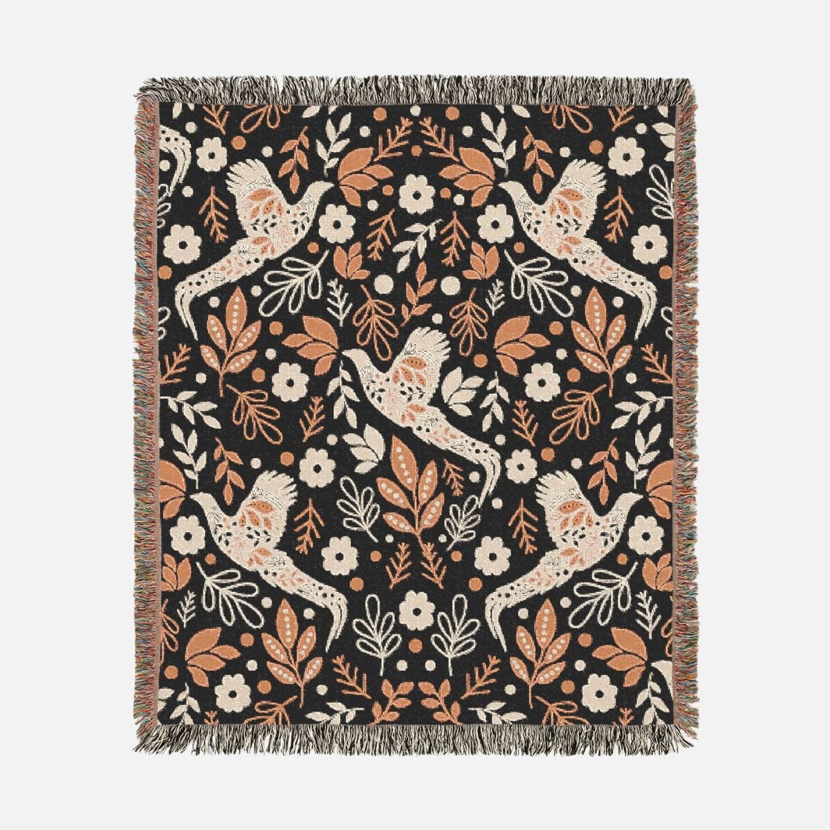 Enchanted Bird Garden 100% Cotton Woven Blanket - Canvasses
