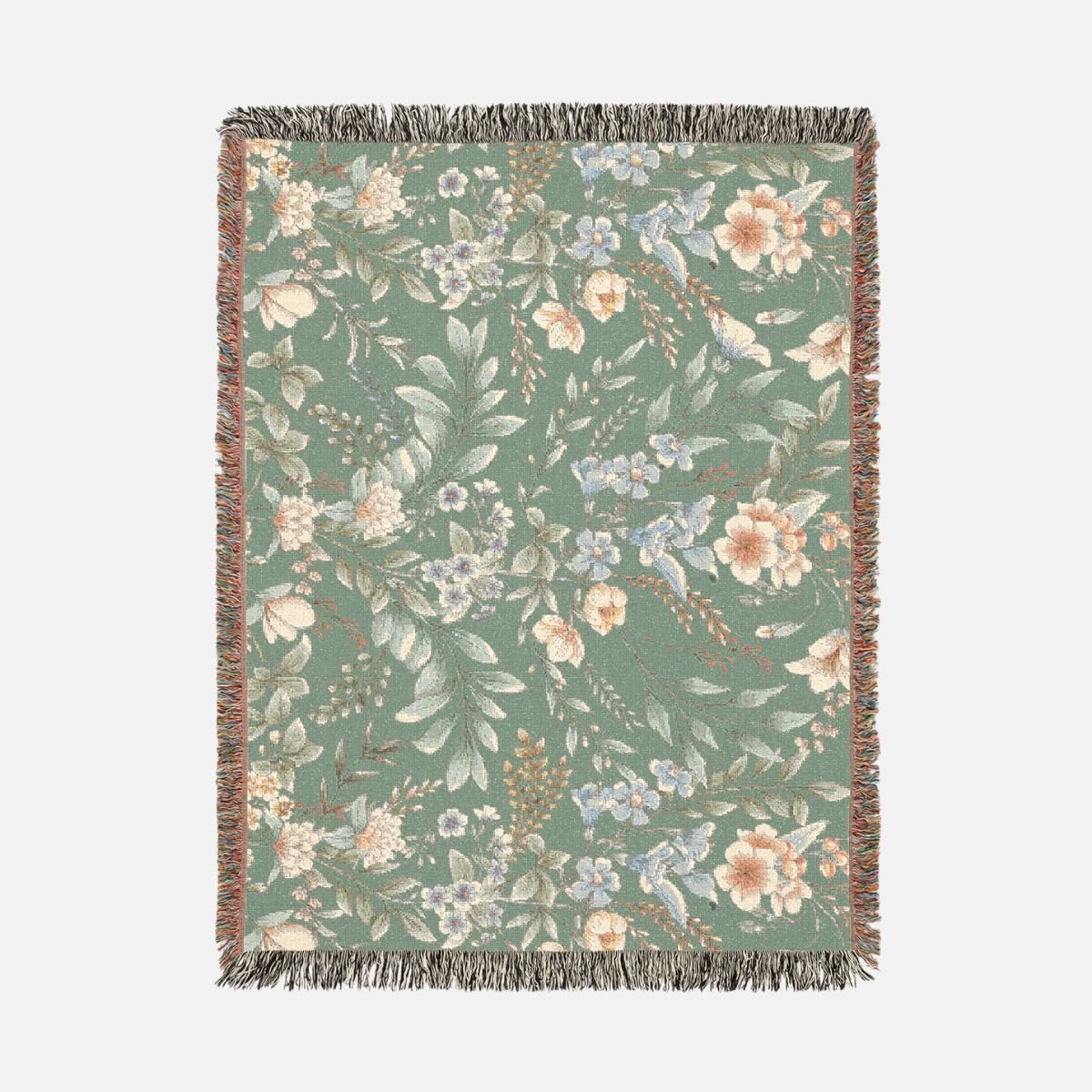 Folklore Floral 100% Cotton Woven Blanket - Canvasses