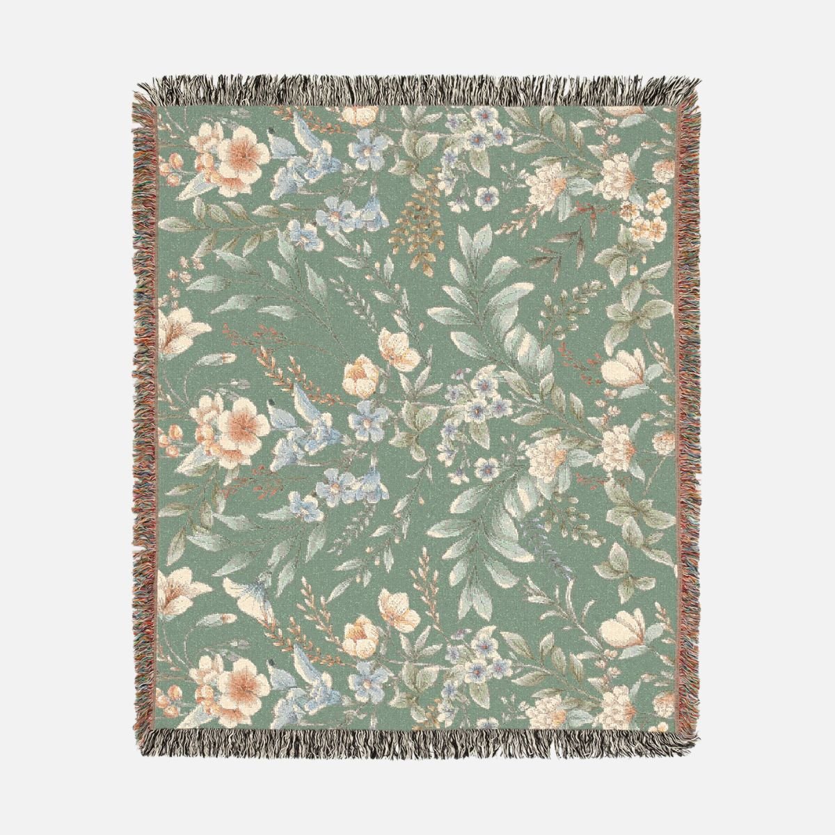 Folklore Floral 100% Cotton Woven Blanket - Canvasses