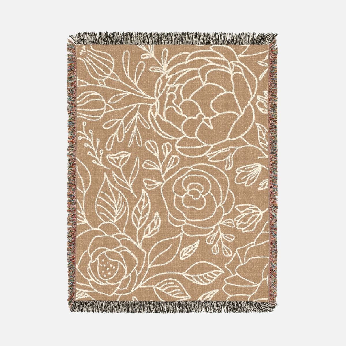 Terra Cotta Rose 100% Cotton Woven Blanket - Canvasses