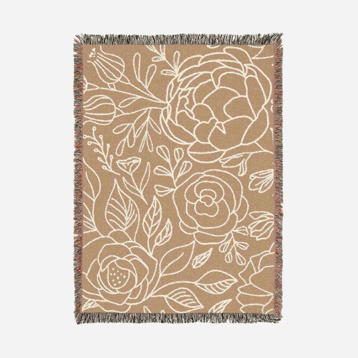 Terra Cotta Rose 100% Cotton Woven Blanket - Canvasses